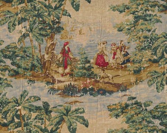 Fabric Cut Yardage in Bosporus Billiard Renaissance Toile- Blue, Green, Gold, Red