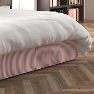 Tailored Bed Skirt in Classic Lipstick Red Ticking Stripe on White