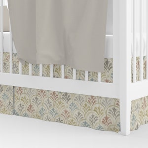 Tailored Crib Skirt in Countess Tuscan Watercolor- Blue, Terracotta, Gray, Tan