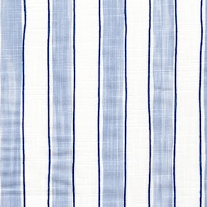 Round Tablecloth in Brush Stripes Mist Blue Stripe Slub Canvas