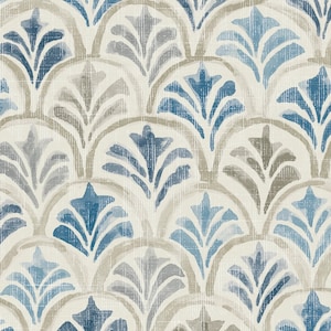 Scalloped Valance in Countess Delft Blue Watercolor
