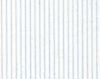 Tailored Bed Skirt in Classic Weathered Pale Blue Ticking Stripe