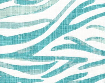 Fabric Cut Yardage in Babur Cancun Blue Watercolor Wavy Stripe