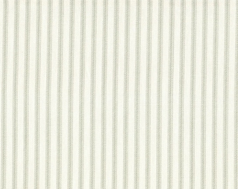 Custom Shower Curtain & Valance in Farmhouse Pale Sage Green Ticking Stripe