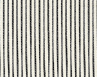 Fabric Cut Yardage in Berlin Black Ticking Stripe on Beige