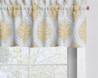 Tailored Valance in Airlie Amber Gold Ogee Floral Watercolor