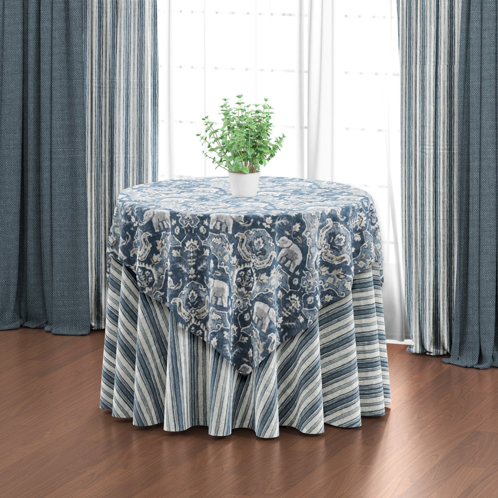 Round Tablecloth in Brunswick Denim Blue Stripe - Etsy Österreich