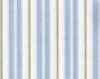 Tailored Crib Skirt in Newbury Antique Blue Stripe- Blue, Green, White