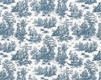 Tailored Bed Skirt in Jamestown Premier Navy Colonial Country Toile