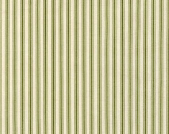 Gathered Bed Skirt in Cottage Jungle Green Stripe