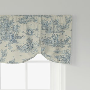 Tie-up Valance in Pastorale #2 Blue on Cream French Country Toile
