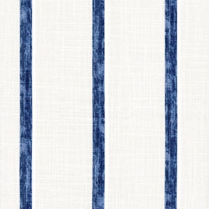 Tailored Tier Cafe Curtain Panels Pair in Miles Italian Denim Blue Stripe