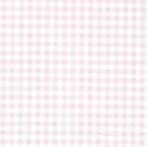 May include: A white fabric with a pink gingham pattern. The fabric has a subtle texture.