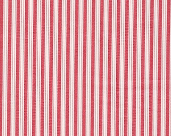Fabric Cut Yardage in Polo Calypso Rose Red Stripe on Off-White