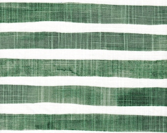 Fabric Cut Yardage in Nelson Fairway Green Horizontal Watercolor Stripe