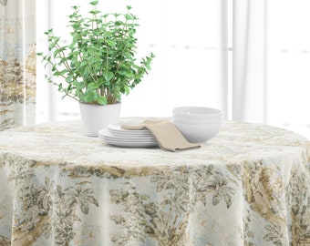 Round Tablecloth in Bosporus Flax Renaissance Toile