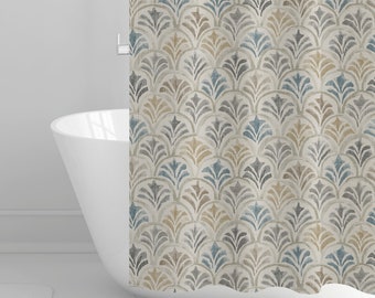 Shower Curtain in Countess Harbor Blue Watercolor