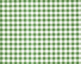 May include: Green and white checkered fabric with a woven texture.