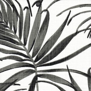 Tab Top Curtain Panels Pair in Karoo Raven Black Watercolor Tropical Foliage