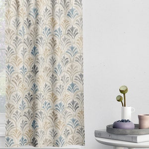 Tailored Tier Cafe Curtain Panels Pair in Countess Harbor Blue Watercolor