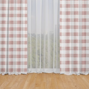 Rod Pocket Curtain Panels Pair in Anderson Blush Buffalo Check Plaid