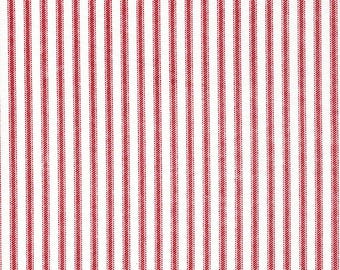Stall (Narrow) Shower Curtain in Classic Pompeian Dark Red Ticking Stripe on White