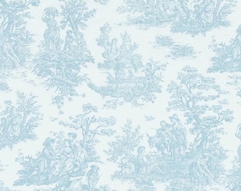 Fabric Cut Yardage in Jamestown Weathered Blue Colonial Country Toile