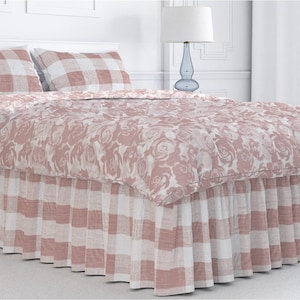 Gathered Bed Skirt in Anderson Blush Buffalo Check Plaid