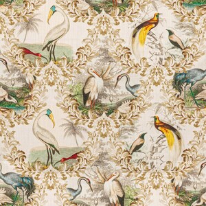 Scalloped Valance in Wayward Natural Bird Toile - Large Scale