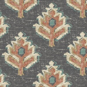 Scalloped Valance in Carter Clay Block Print Botanical Design- Small Scale