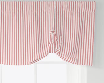 Tie-up Valance in Classic Lipstick Red Ticking Stripe on White