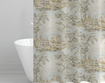 Shower Curtain in Bosporus Flax Renaissance Toile