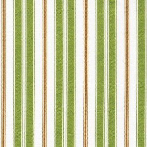 Scalloped Valance in Newbury Aloe Green Stripe- Green, Brown, White