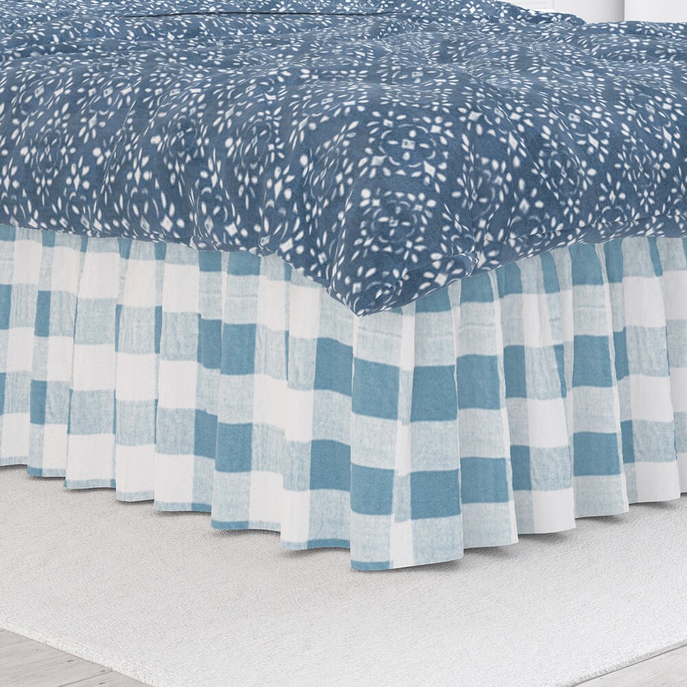 Gathered Bedskirt in Anderson Cashmere Light Blue Buffalo Etsy