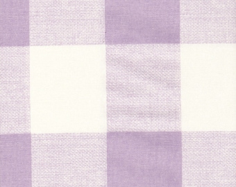 Custom Shower Curtain with Ruffle in Anderson Orchid Lavender Buffalo Check Plaid