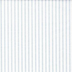 Gathered Crib Skirt in Classic Weathered Pale Blue Ticking Stripe
