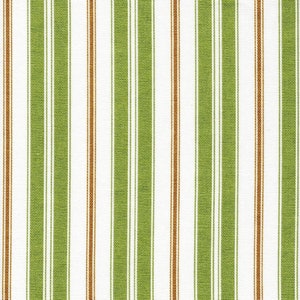Tailored Crib Skirt in Newbury Aloe Green Stripe- Green, Brown, White