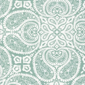 Tailored Bed Skirt in Tibi Spa Green Geometric Paisley