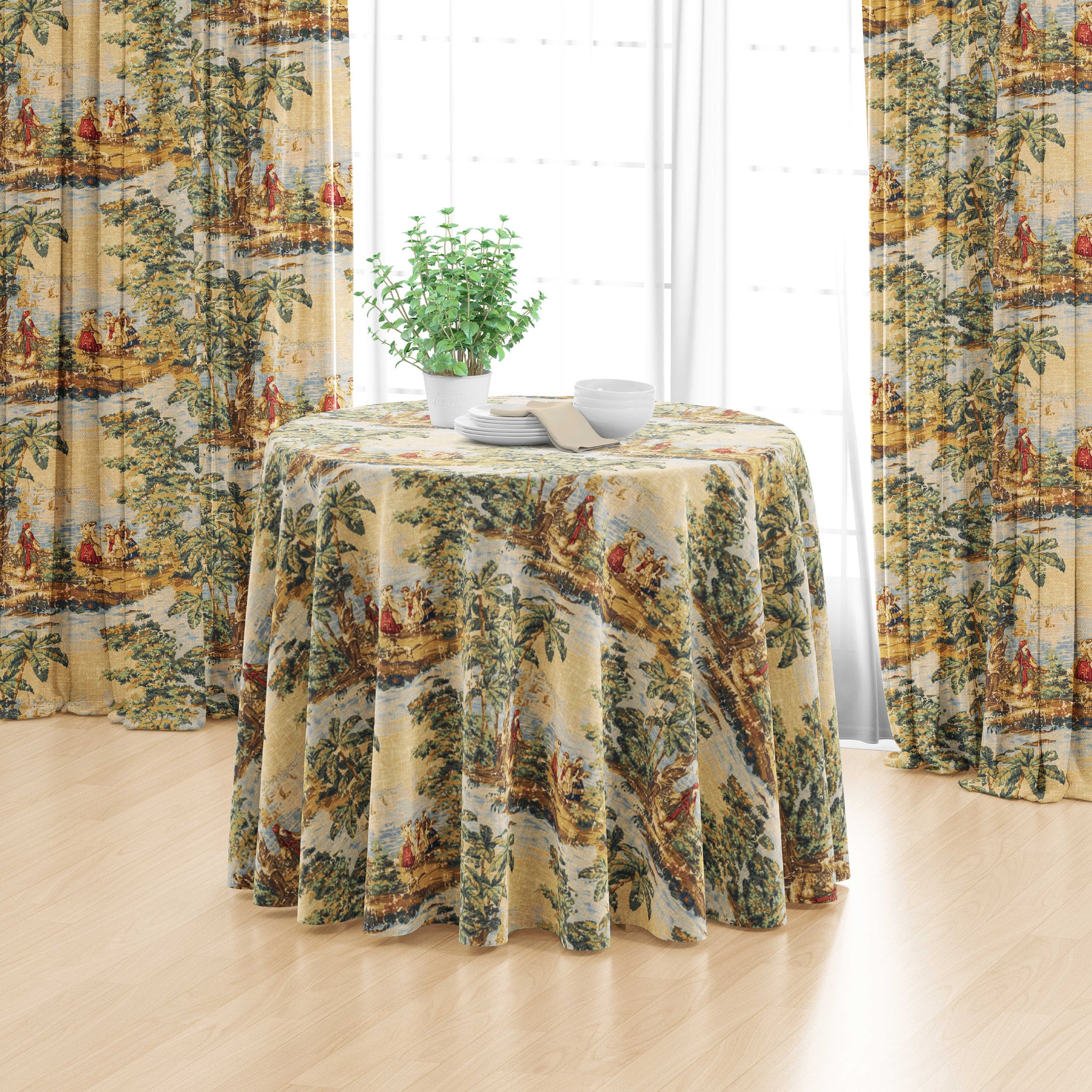 Mantel redondo de tela renacentista Bosporus Billiard: azul, verde, dorado  y rojo. - Etsy México, image size:2048x2048