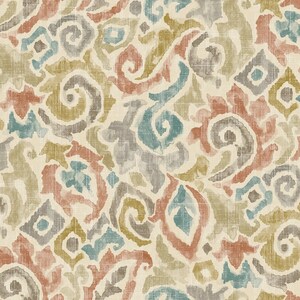 Tailored Bed Skirt in Jester Tuscan Paisley Watercolor- Blue, Terracotta, Gray, Tan