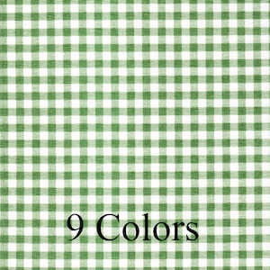 May include: Green and white checkered fabric with the text "9 Colors" printed on it.