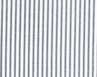 Tailored Bed Skirt in Classic Navy Blue Ticking Stripe on White