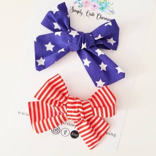 Stars and stripe pigtails, Memorial day hair bow, 4th of July hair bow, red white and blue bow, Patriotic hair bow, piggy set for girls,