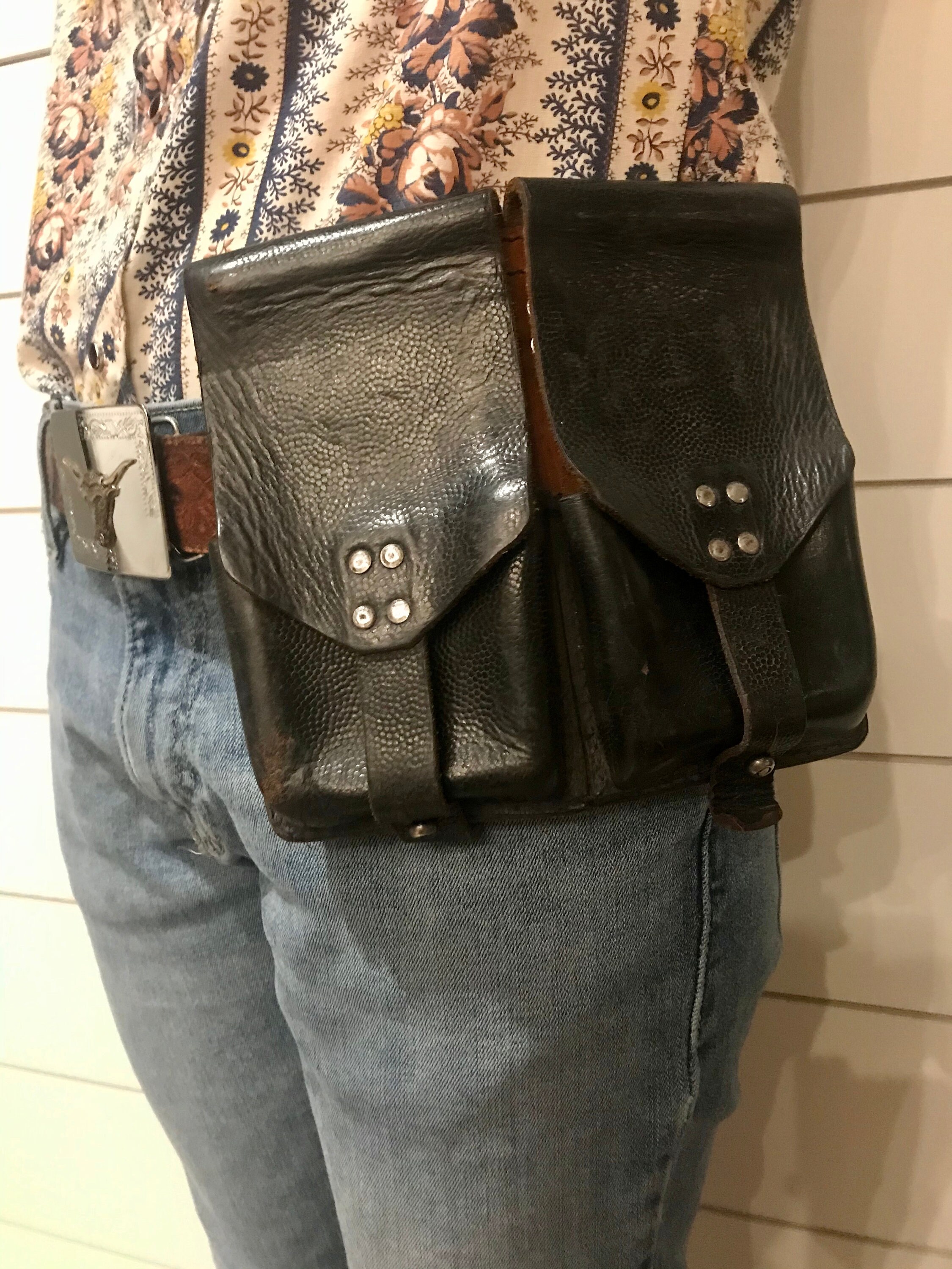 Vintage leather fanny pack leather utility belt western belt Etsy