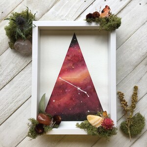 Zodiac Gift Aries (Original Watercolor Galaxy Painting) Framed painting| crystals wall art| celestial watercolor|Crystal lovers