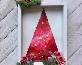 Zodiac LIBRA Constellation Art , Original Watercolor galaxy Painting, framed painting|Celestial watercolor| Crystal wall art| Zodiac Gift|