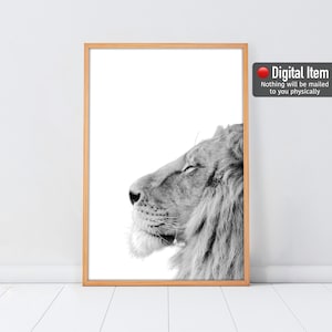 Lion Breath Photography, Lion Print, Black and White Poster, Nursery Wall Decor, Lion Digital Print, Printable Lion, Safari Animal Wall Art