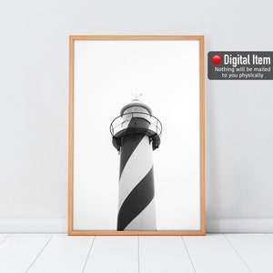 Lighthouse Poster, Black And White Print, Lighthouse Photography, Lighthouse Print, Minimalist Wall Art, Nautical Decor, Coastal Decor.