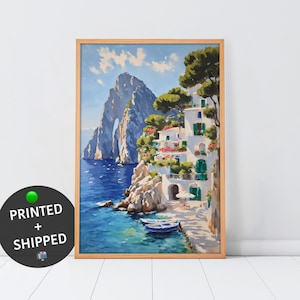 Amalfi Coast Vintage Art Print: Italy Retro Wall Decor