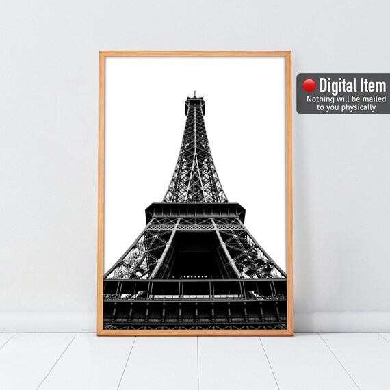 Eiffel Tower Print Black and White Poster Eiffel Tower | Etsy